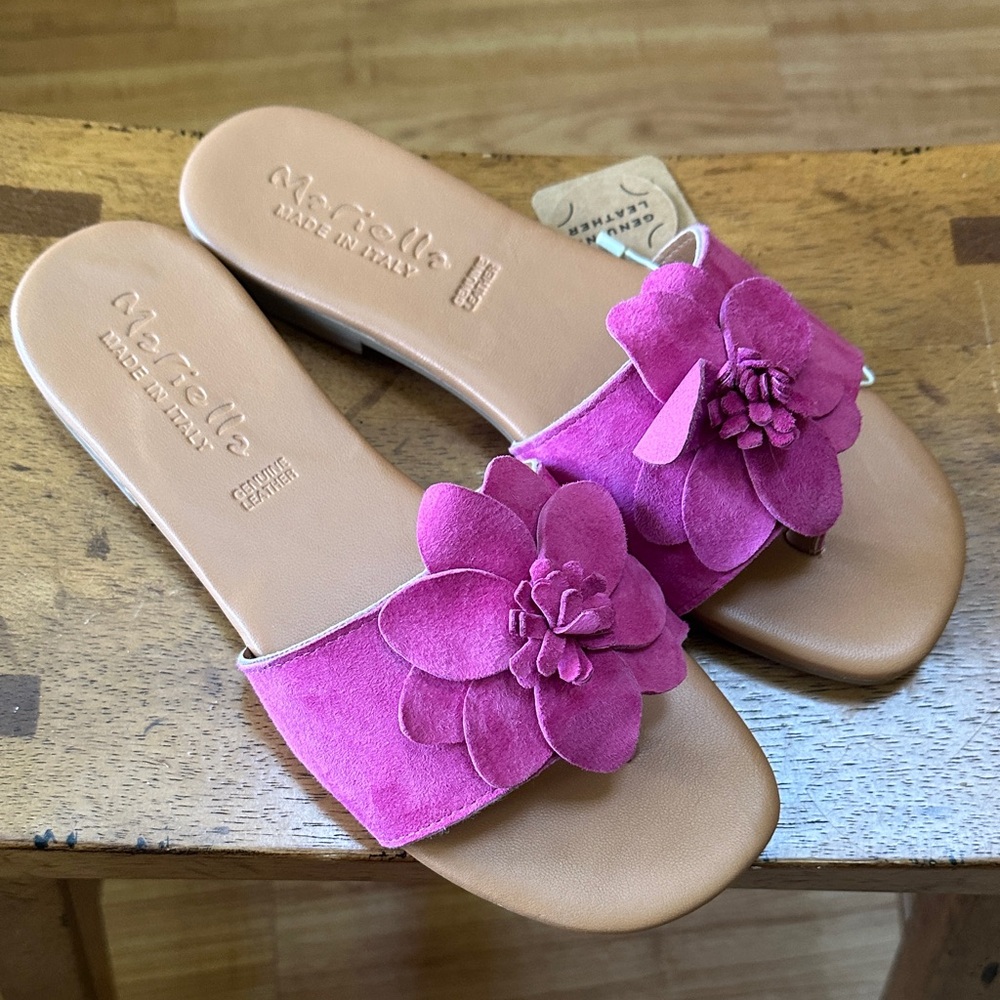 NWT- MariellaFuchsia Floral Slide Sandals size 8